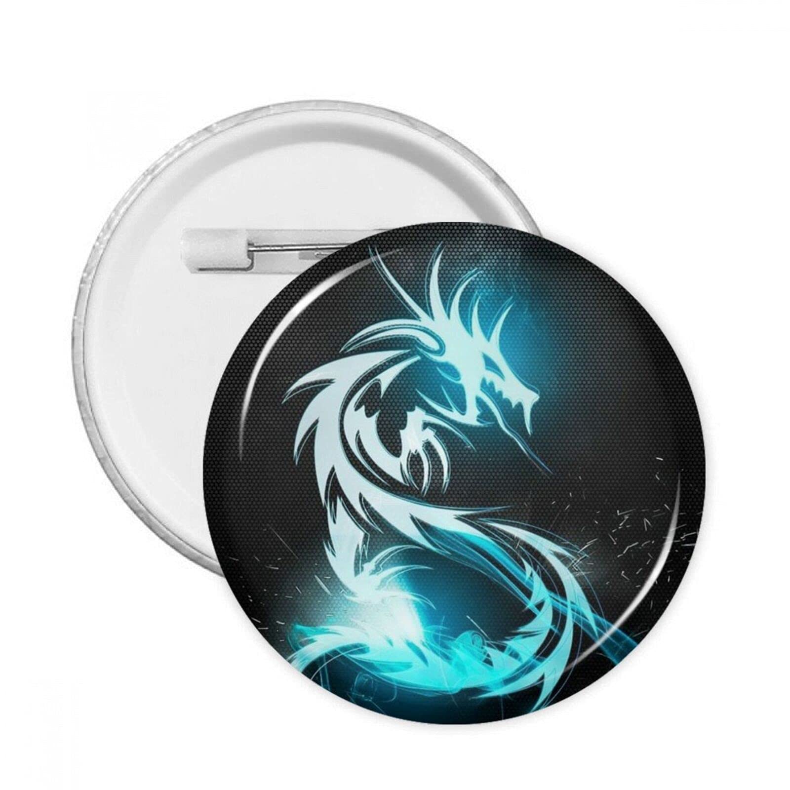 Amazon | 照らす 青 ドラゴン バッジ 缶バッチ ボタンバッジ